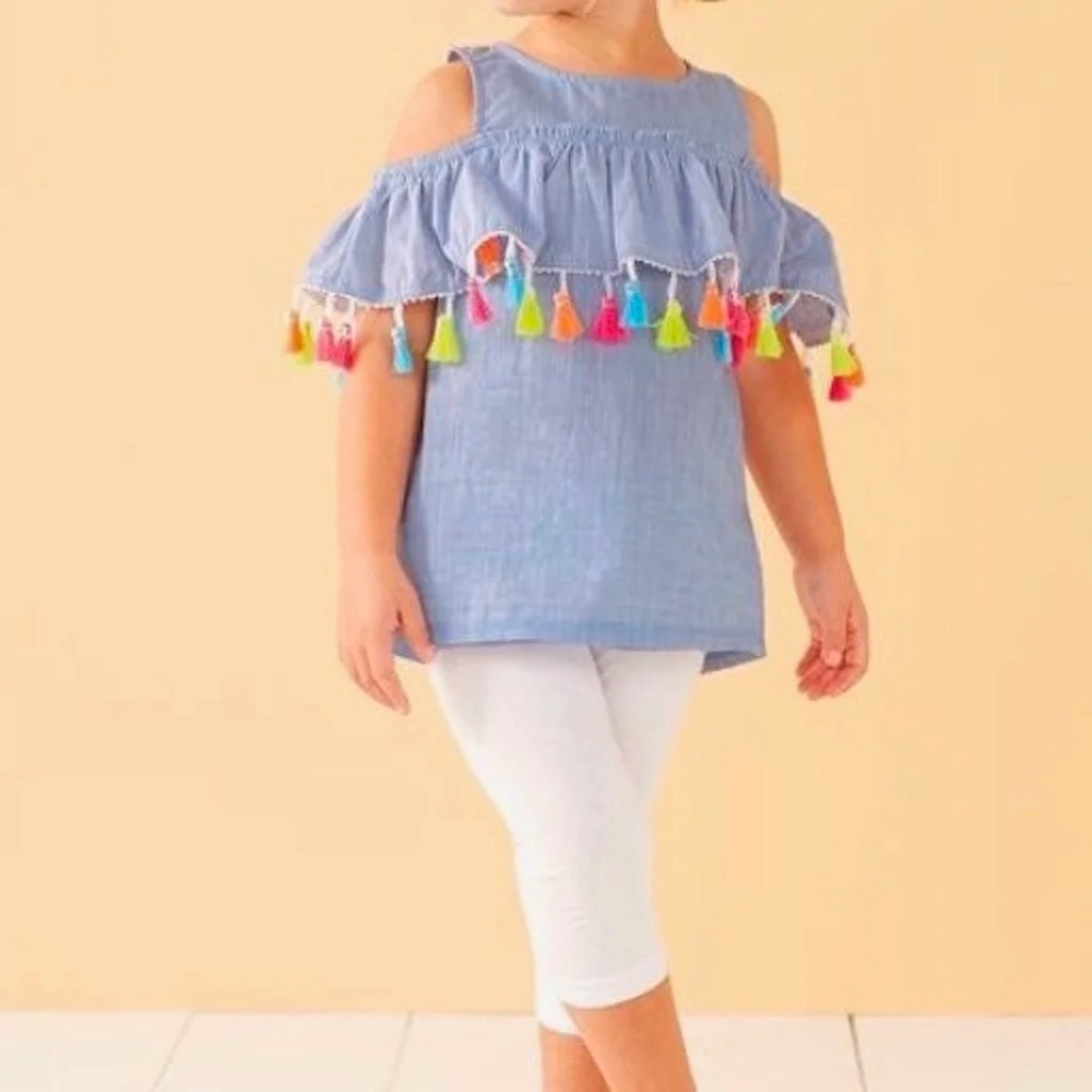 Mud pie cold shoulder top with tassel detail - size 2T-3T